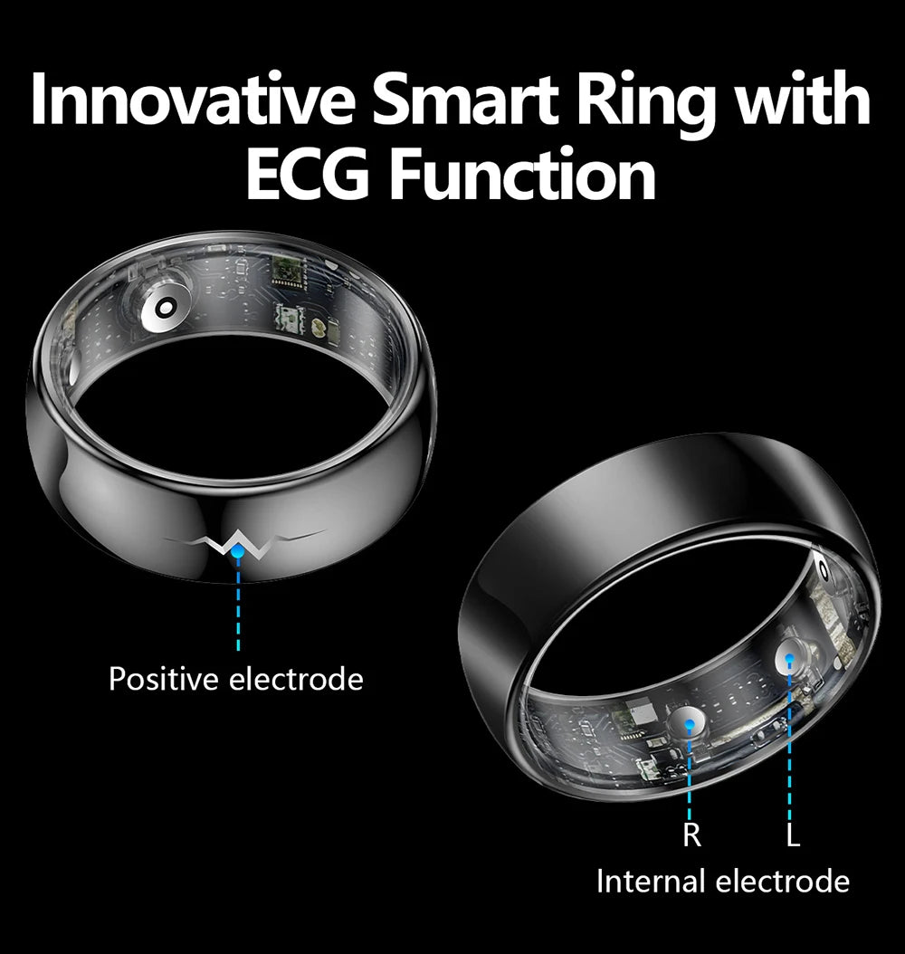 ECG Health Smart Ring – Heart, Blood Oxygen, Sleep Monitor, 5ATM Waterproof