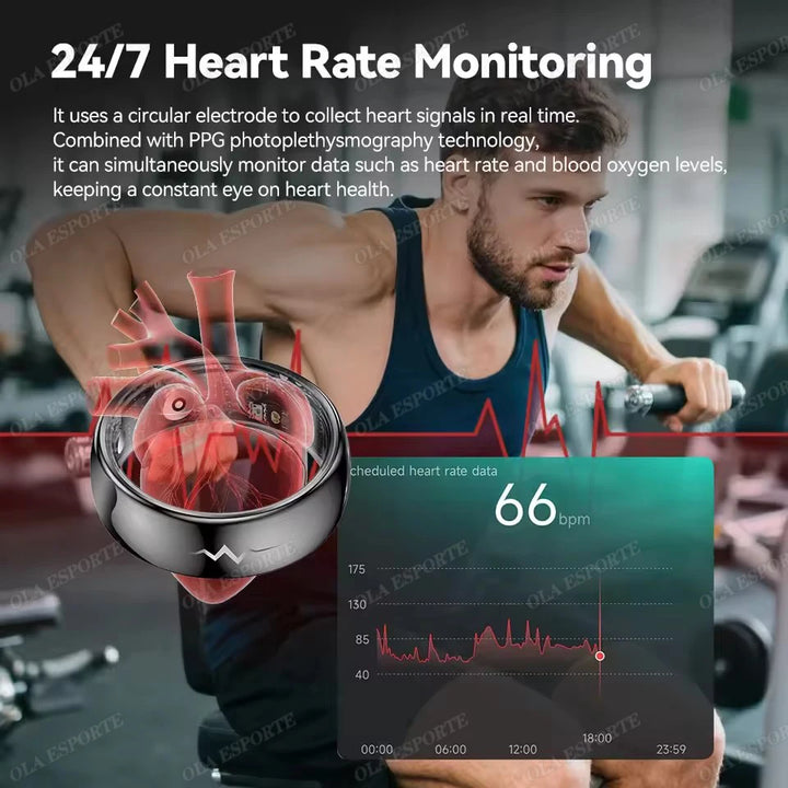 3ATM waterproof smart ring for health and fitness monitoring