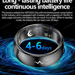 New ECG Monitor Smart Ring 2025 Heart Rate Blood Oxygen Health Monitoring Multi-sport Mode Temperature 3ATM Waterproof Smartring