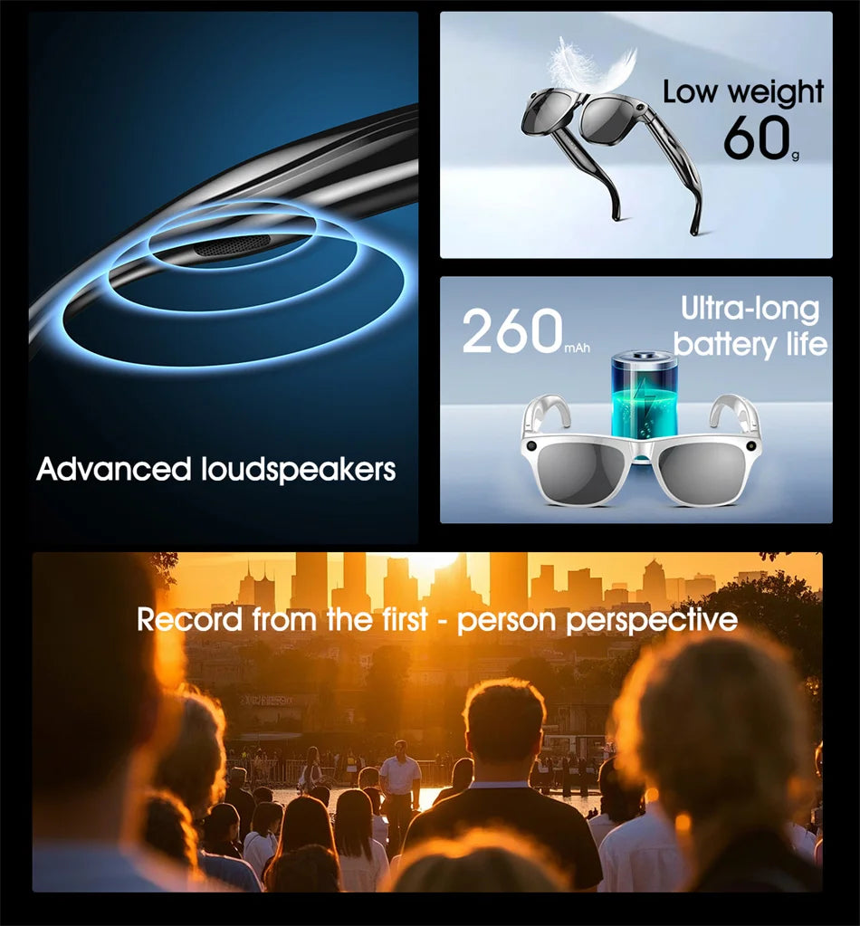 4K AI Smart Glasses with Voice Assistant & 100MP Camera