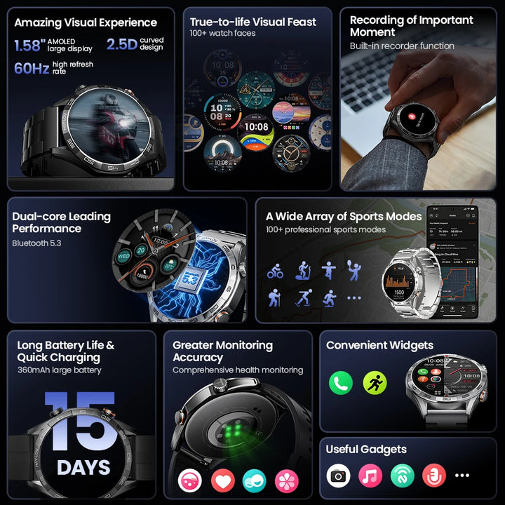 HAYLOU Solar 5 Voice Calling Smartwatch – 1.58" AMOLED, 24H Health Monitor