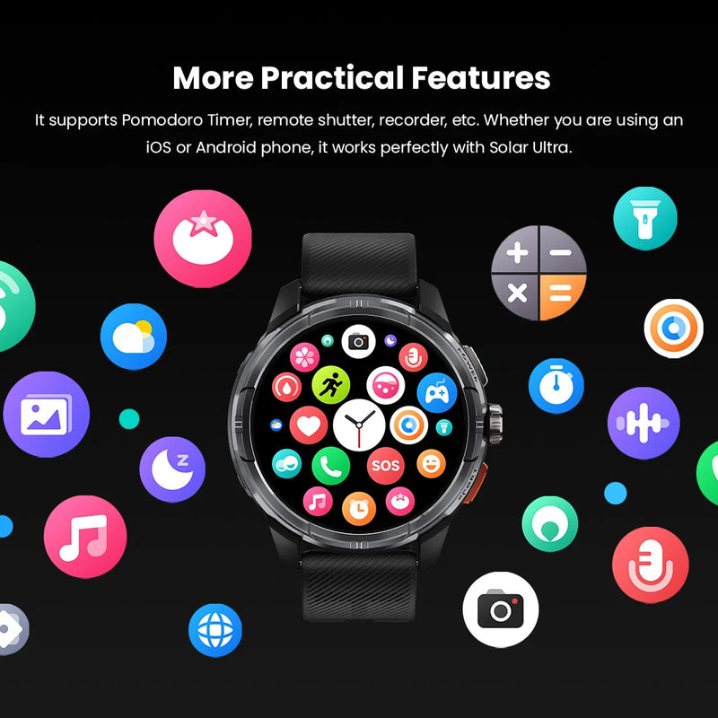 HAYLOU Solar Ultra GPS Smartwatch – 1.6” AMOLED, Bluetooth Calls, 5ATM