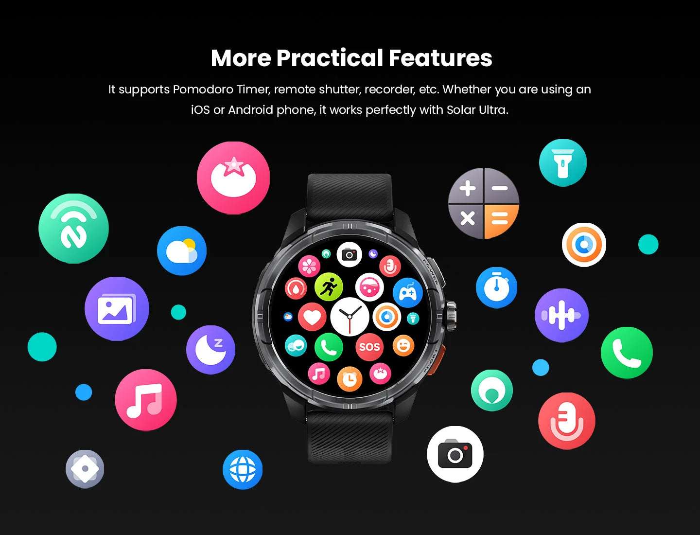 HAYLOU Solar Ultra GPS Smartwatch – 1.6” AMOLED, Bluetooth Calls, 5ATM