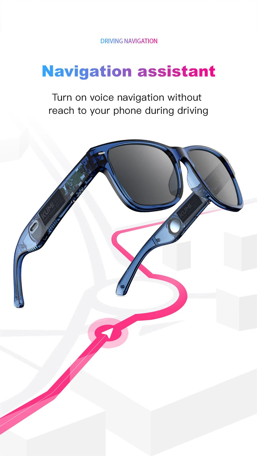 KUMI Meta V1 Smart Bluetooth Sunglasses with AI & Open-Ear Audio