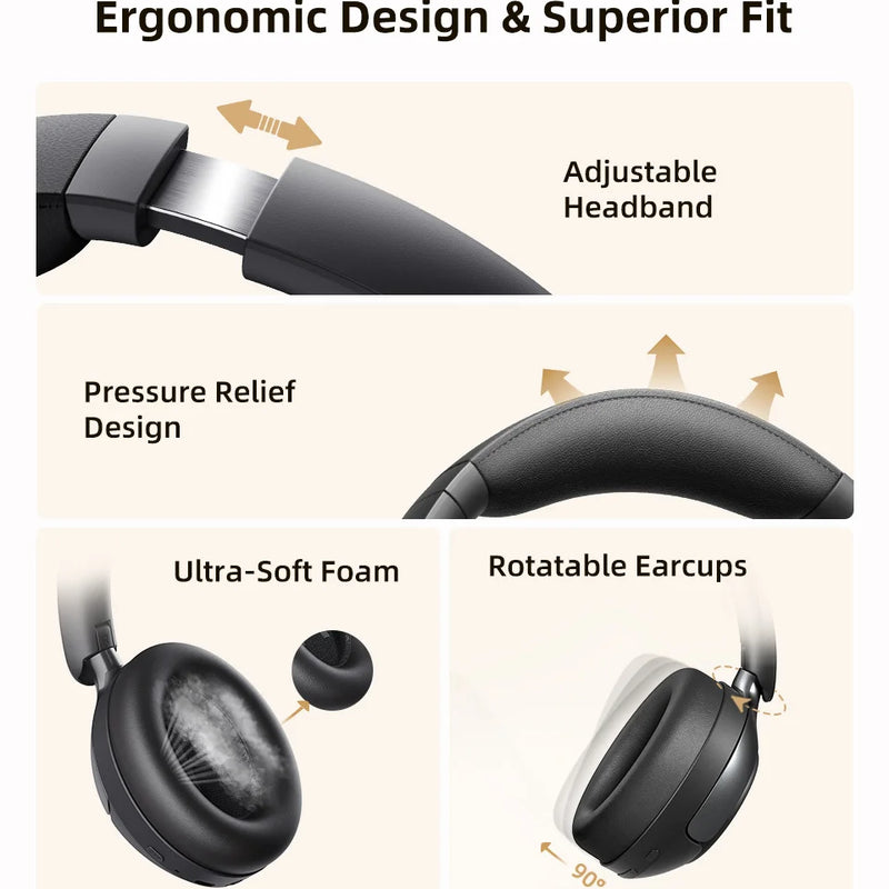 QCY H3 Pro ANC Wireless Headphones – 50dB Noise Canceling, Hi-Res Audio