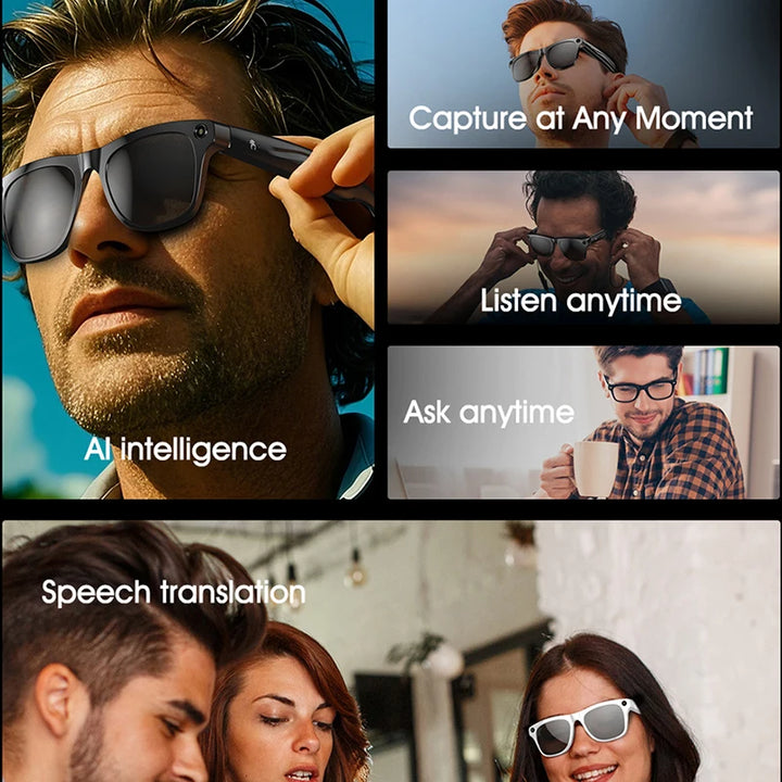 4K AI Smart Glasses with Voice Assistant & 100MP Camera