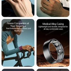 New ECG Monitor Smart Ring 2025 Heart Rate Blood Oxygen Health Monitoring Multi-sport Mode Temperature 3ATM Waterproof Smartring