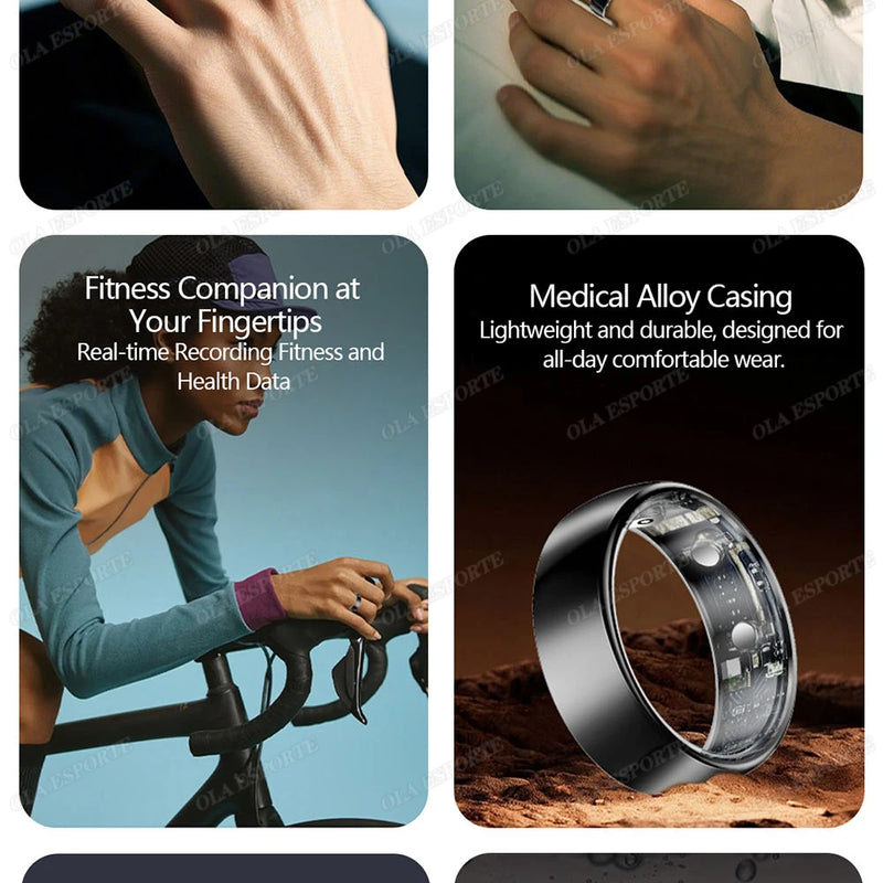 New ECG Monitor Smart Ring 2025 Heart Rate Blood Oxygen Health Monitoring Multi-sport Mode Temperature 3ATM Waterproof Smartring
