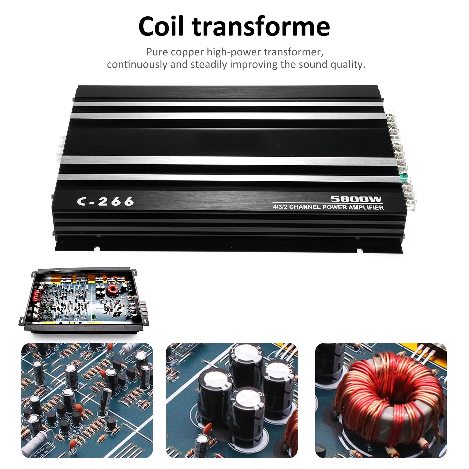 12V 4-Channel High Power Car Audio Amplifier – Aluminum Alloy