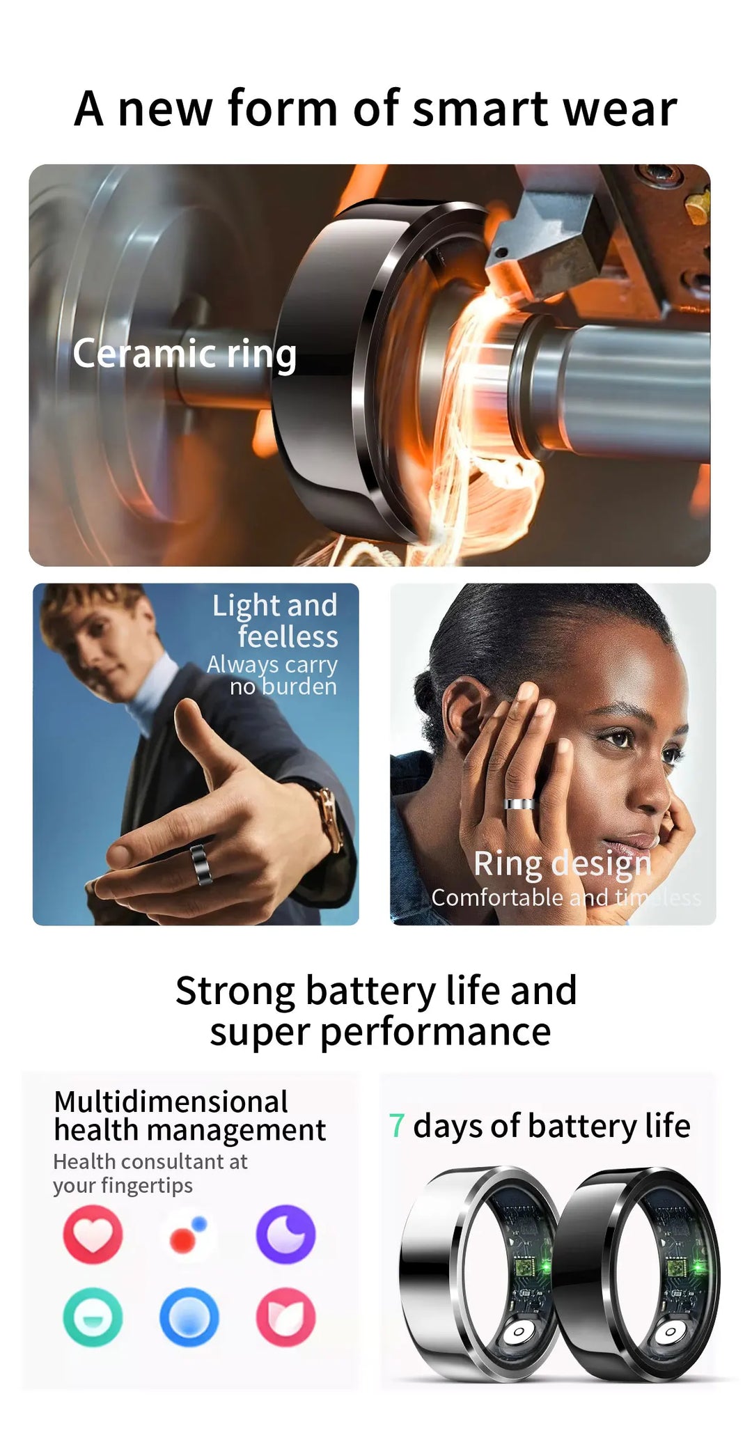 R6Pro Smart Ring for Men and Women – Advanced Health and Fitness Tracker