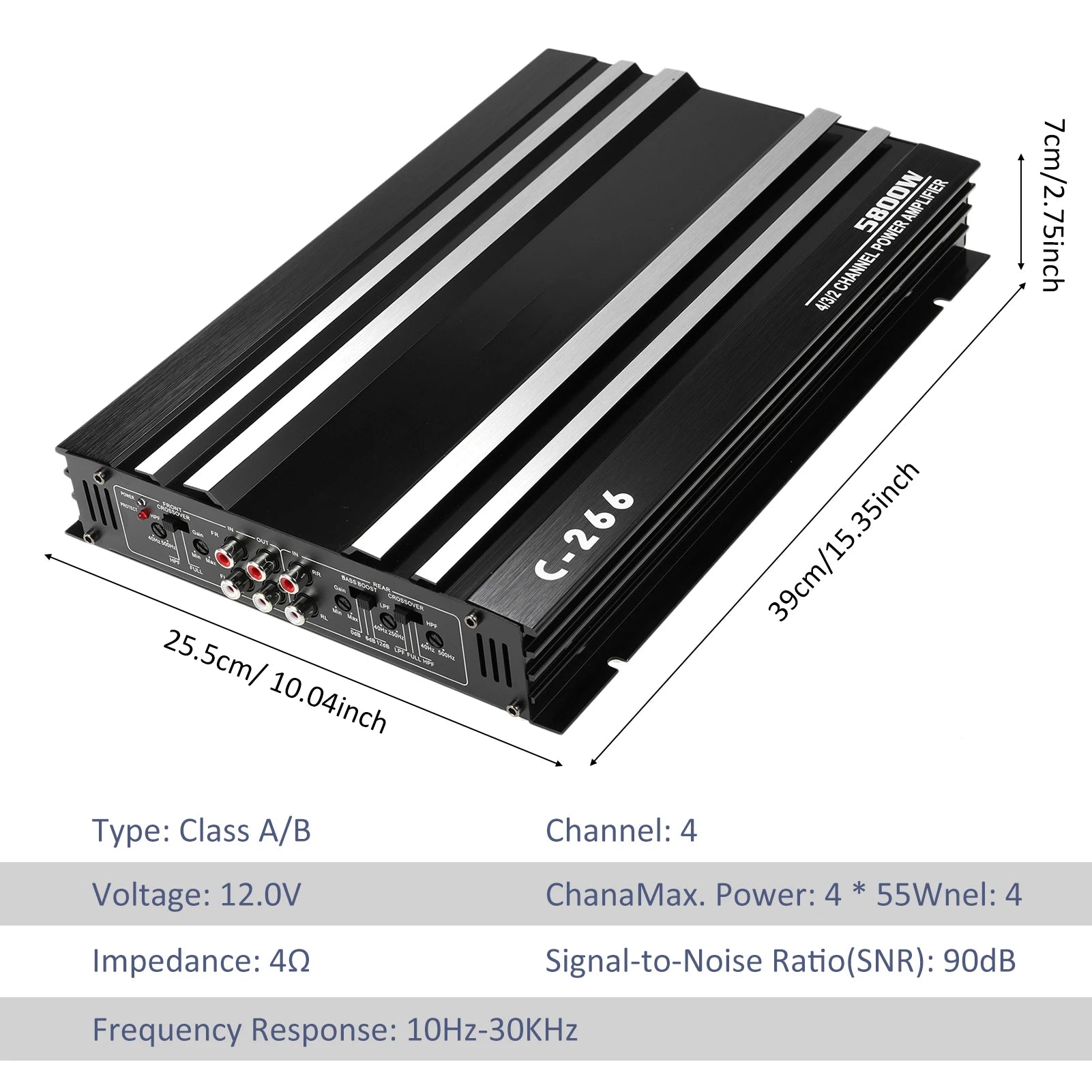 12V 4-Channel High Power Car Audio Amplifier – Aluminum Alloy