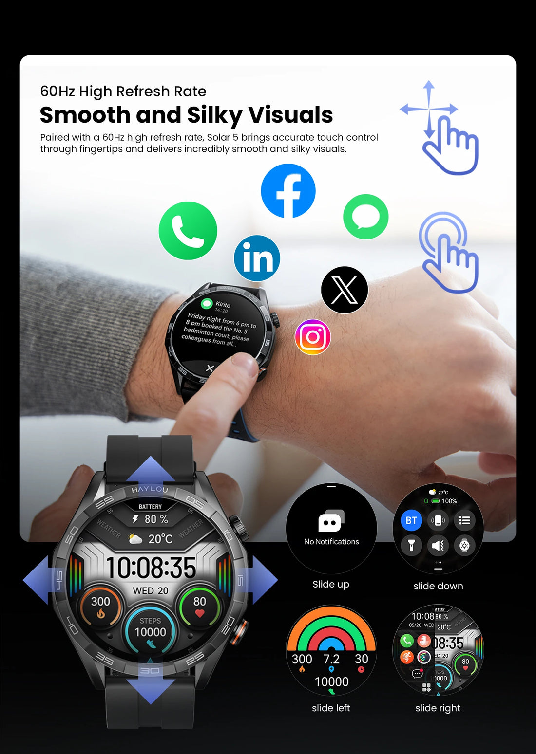HAYLOU Solar 5 Voice Calling Smartwatch – 1.58" AMOLED, 24H Health Monitor