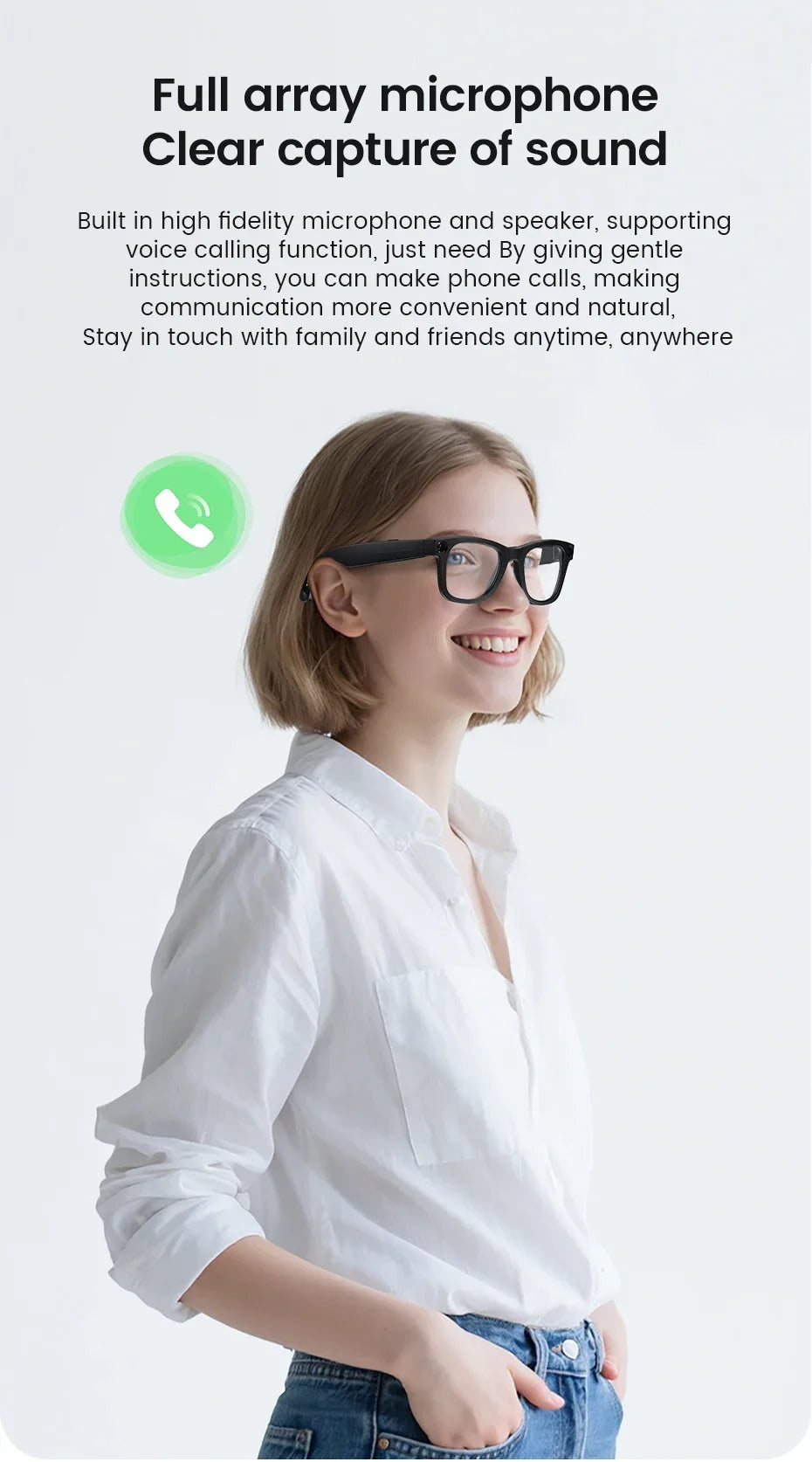 KUMI AI Smart Glasses – Polarized Bluetooth Sunglasses