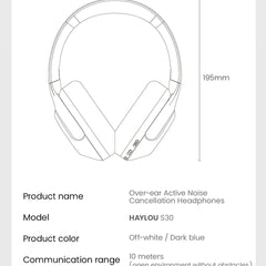 HAYLOU S30 Wireless Bluetooth 5.4 Headphones with ANC & 80H Playtime