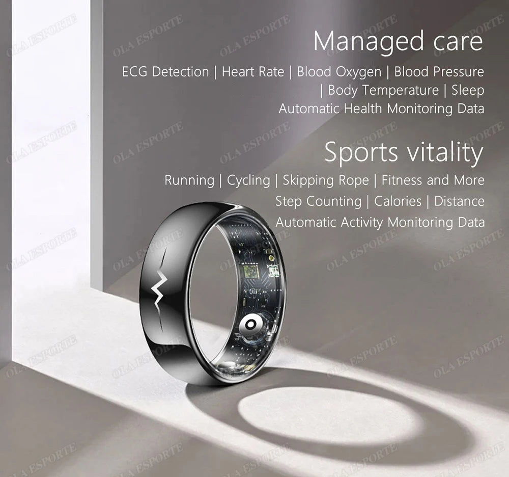 ECG Health Monitoring Smart Ring with Heart Rate &amp; SpO2