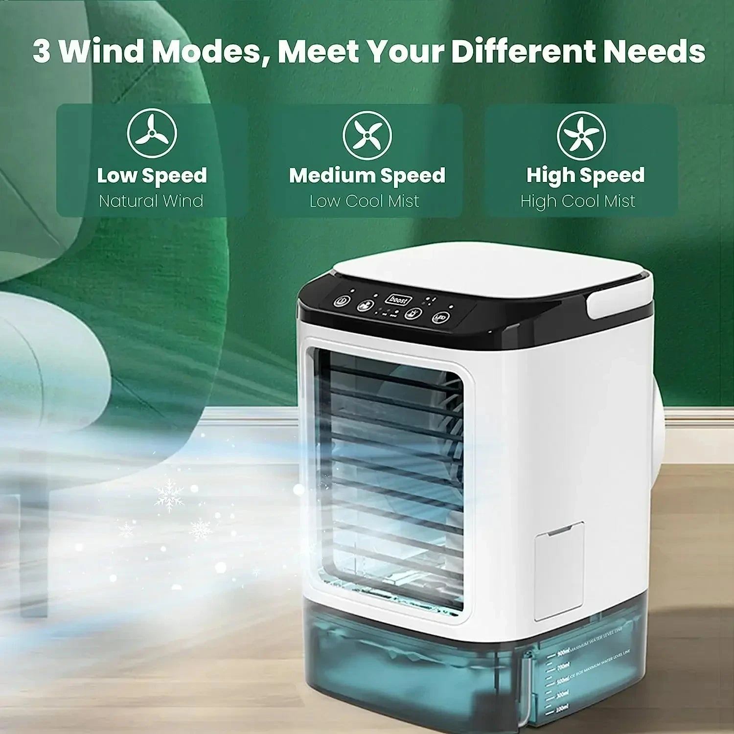 Portable Desktop Air Cooler Fan with Dual Spray & Night Light – 3-Speed Quiet Mist Fan for Home