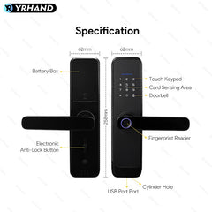 Fingerprint Lock Waterproof Wifi Remote Control Bluetooth TTLock App Card Digital Code Keyless Electronic Smart Door Lock