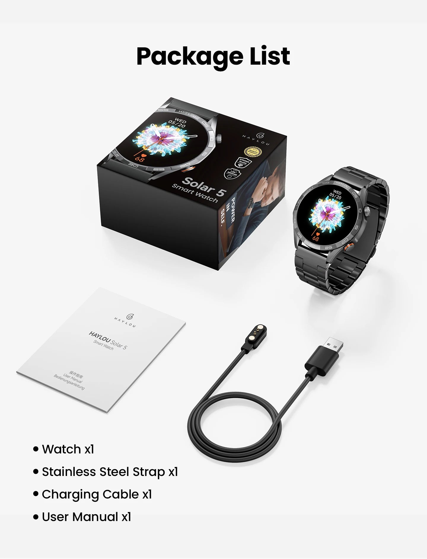 HAYLOU Solar 5 Voice Calling Smartwatch – 1.58" AMOLED, 24H Health Monitor