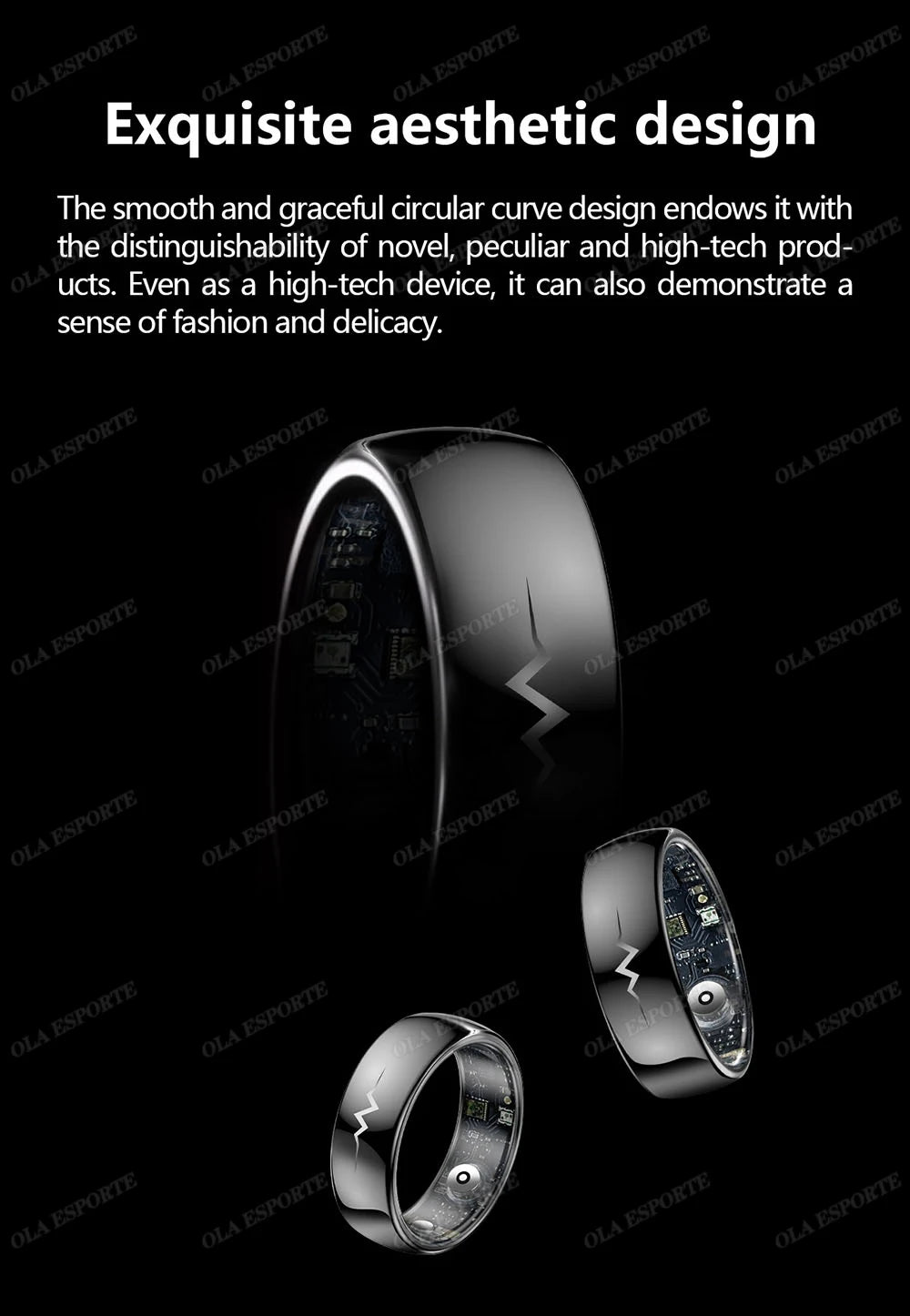 ECG Health Monitoring Smart Ring with Heart Rate &amp; SpO2