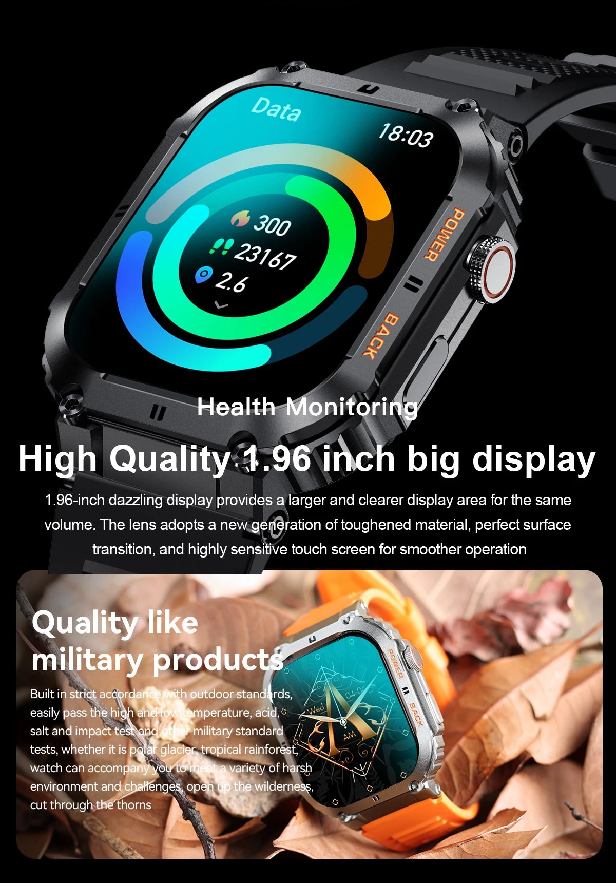 LIGE Outdoor Sports Fitness Smartwatch for Men