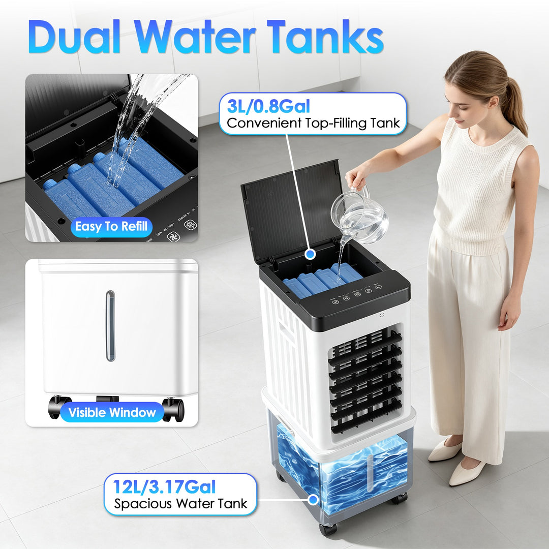 12L air cooler with ice packs and 3-speed fan