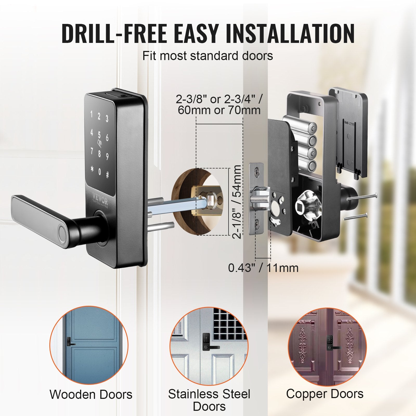 smart door knob fingerprint keypad digital door lock close up