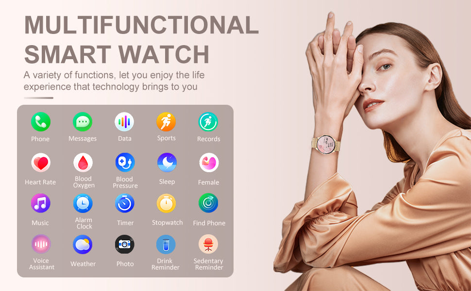 Smart Watch for Women – Call & Fitness Tracker, Waterproof, 1.32" HD
