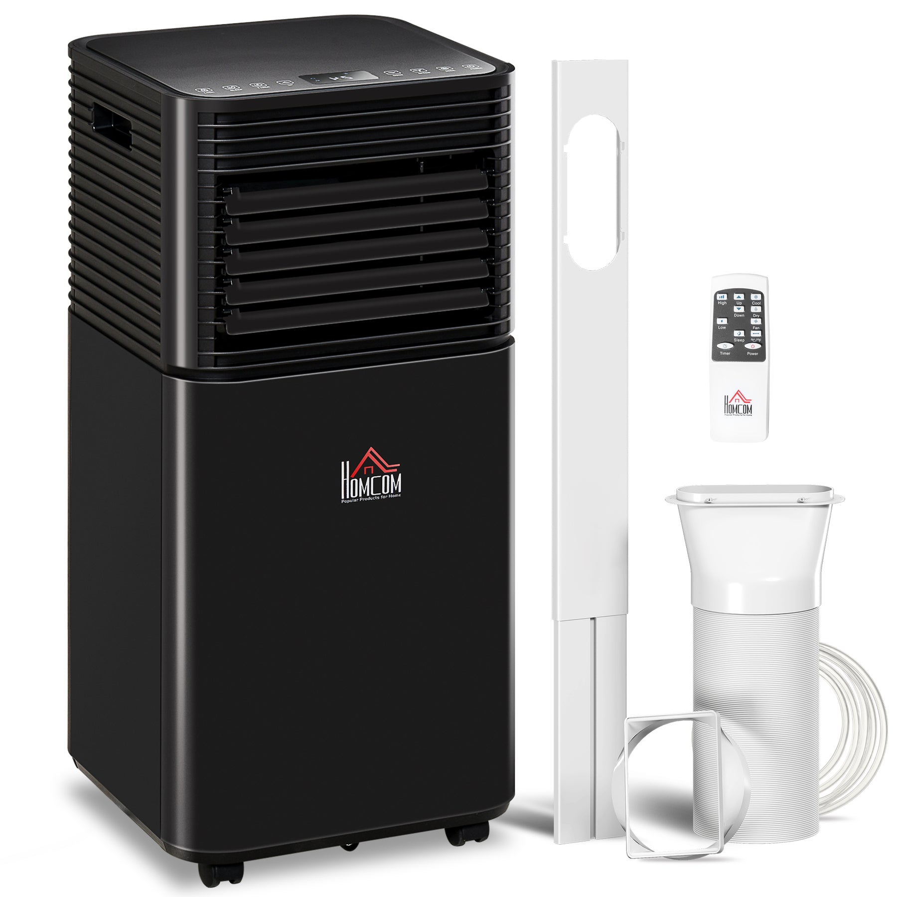 portable 10000 AC BTU air conditioner with dehumidifier in black