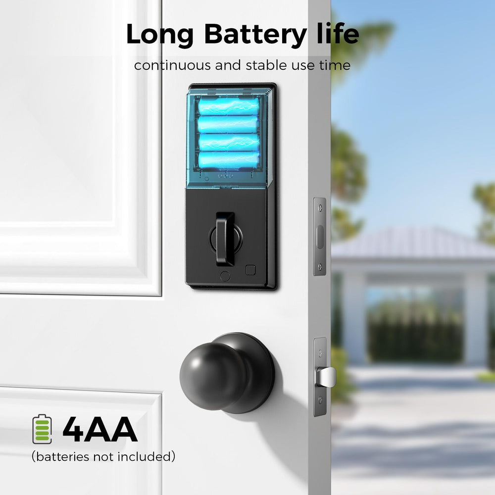 Keyless entry door lock with handle for front door
